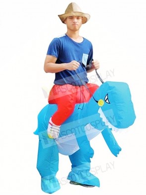 Blue Dinosaur Carry Me Ride On T-Rex Inflatable Halloween Costumes for Adults