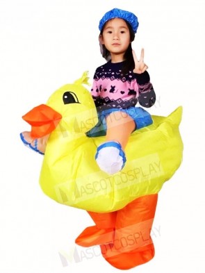 Yellow Duck Carry me Ride on Inflatable Halloween Xmas Costumes for Kids