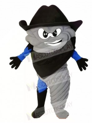 Tornado Disaster with Black Cowboy Hat Mascot Costumes  