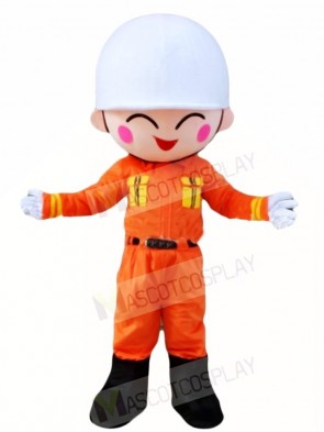 Fireman Firefighter In Orange Suit Mascot Costumes People