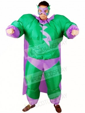 Fat Superman Green Superhero Inflatable Halloween Xmas Costumes for Adults