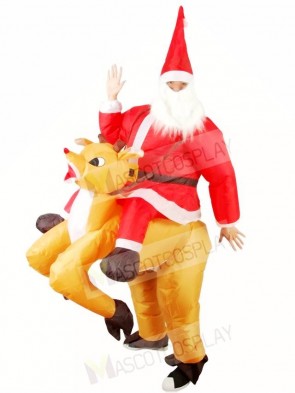 Reindeer Carry Santa Claus Father Christmas Inflatable Halloween Xmas Costumes for Adults