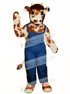 Calf with Overalls & Tennis Shoes Mascot Costume