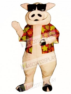 Pig Piglet Hog with Hawaiian shirt & Sunglasses Mascot Costume
