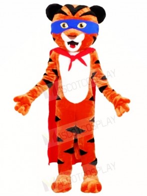 Superhero Tiger with Red Cloak Mascot Costumes Animal