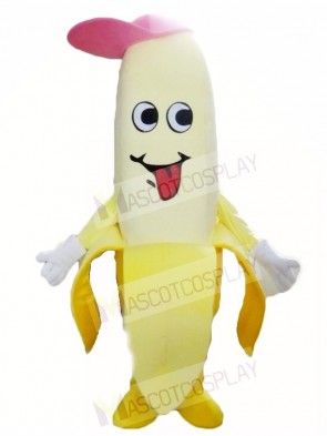 Yellow Banana with A Pink Hat Mascot Costumes Fruit