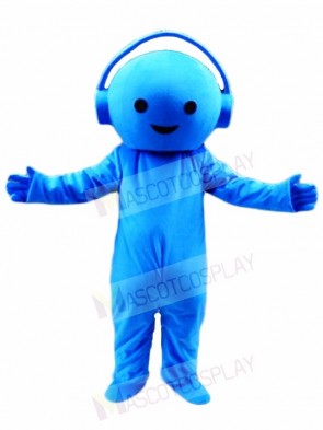 Blue Music DJ Boy with Headset Mascot Costumes People