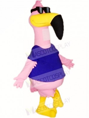 Cool Pink Flamingo with Sunglasses Mascot Costumes Bird Animal