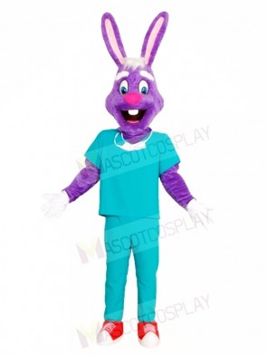 Purple Rabbit Doctor Mascot Costumes Animal Easter Bunny 