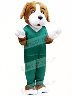 Brown Dog in Green Suit Mascot Costumes Animal 