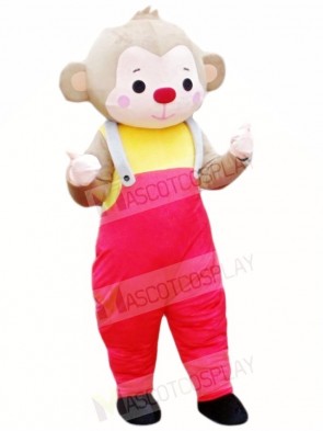 Monkey in Red Overalls Mascot Costumes Animal 