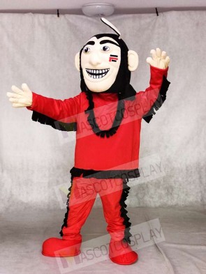 Red Brave Indian Mascot Costume People