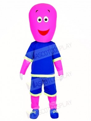 Pink Man in Blue Shorts Mascot Costumes People