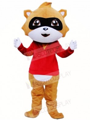 Brown Raccoon in Red Vest Mascot Costumes Animal