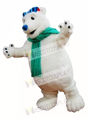 Polar Bear Mascot Costume White Bear with Scarf Mascot Costumes