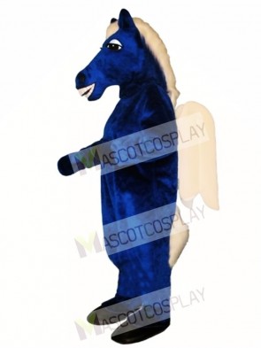 Cute Blue Pegasus Horse Mascot Costume