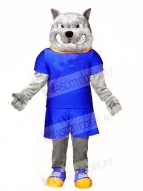Gray Dog in Blue Suit Mascot Costumes Animal