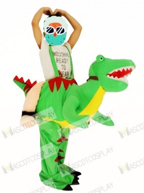 Children/ Kids Piggyback Carry Me Ride on Open Mouth Green Dinosaur Dragon Mascot Costume