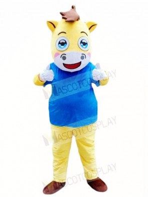War Horse in Blue Shirt Mascot Costumes Animal 