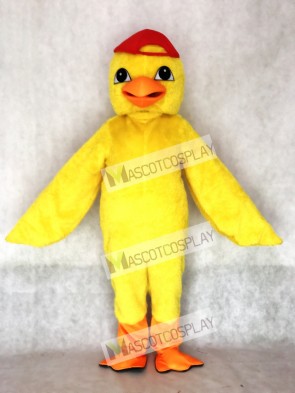 Cute Yellow Chick Mascot Costume with Red Hat