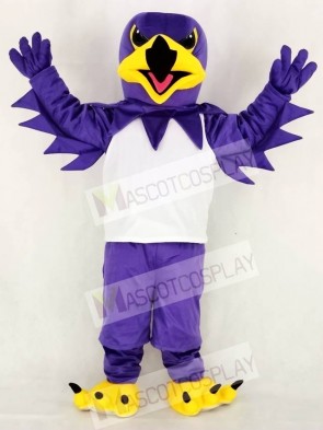 Purple Night Hawk with White Vest Mascot Costume School 	