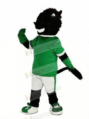 Black Horse in Green Jersey Mascot Costume Animal