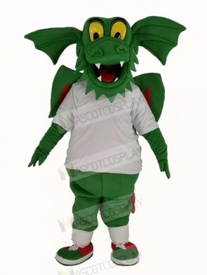 Dark Green Dragon with White T-shirt Mascot Costume