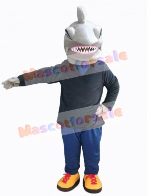 Shark in Black Shirt Mascot Costume Animal