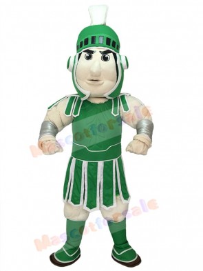 High Quality Adult Spartan Trojan Knight Sparty Mascot Costume with Green Armour