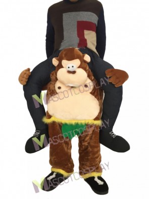 Piggyback Monkey Carry Me Ride Brown Monkey with a Banana For Kid Mascot Costume 