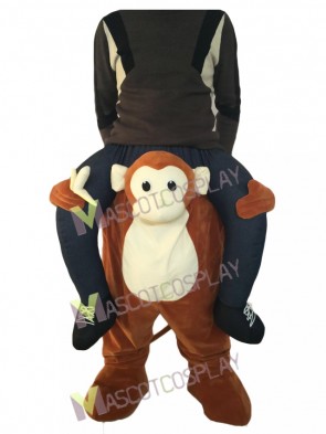 Piggyback Monkey Carry Me Ride Brown Monkey with a Banana Mascot Costume 