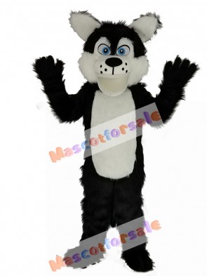 Long Wool Big Black Wolf Mascot Costume Animal