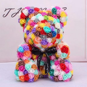 Newstyle Rose Teddy Bear Flower Bear Multicolor #2 Best Gift for Mother's Day, Valentine's Day, Anniversary, Weddings and Birthday