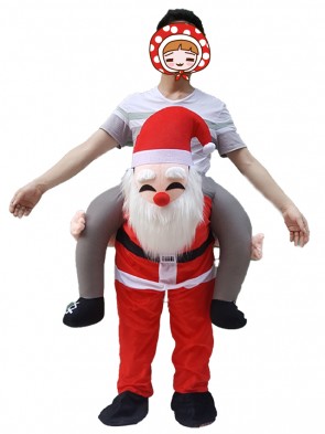 Piggyback Santa Claus Carry Me Ride Father Christmas Mascot Costume 