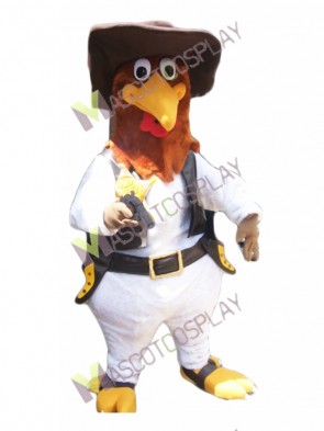 Hot Sale Realistic Sheriff Rooster Cockerel White Chicken Police Mascot Costume