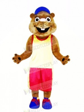 Brown Marmot with Sports Suit Mascot Costumes