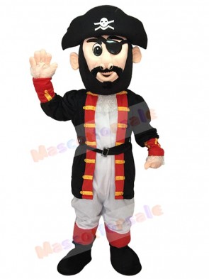Black and Red Captain Blythe Pirate Mascot Costume 