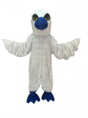White Hawk Mascot Costume with Royal Blue Beak and Feet