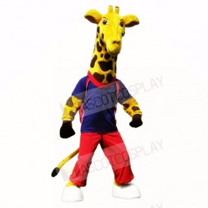 Sport Giraffe with Blue Shirt Mascot Costumes School