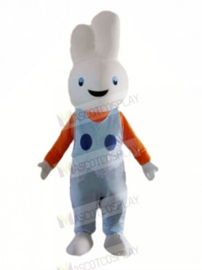 Smiling White Bunny Rabbit Mascot Costumes Cartoon