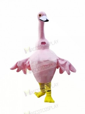 Pink Goose Mascot Costume Cartoon