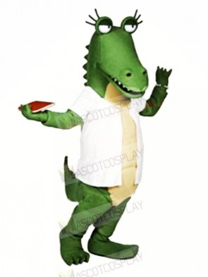 Funny Gator with White T-shirt Mascot Costumes Cartoon
