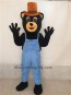 Country Bear Costume Mascot with Overalls and Hat