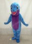 Blue Happy Dolphin Mascot Costume with Purple Belly
