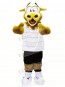 Brown Fluffy Cow with White T-shirt Mascot Costumes Animal