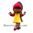 Red Fruit Strawberry Girl Mascot Costume with Yellow Dress