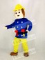 Realistic Fireman Sam In Blue Coat Mascot Costume Cartoon