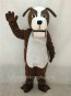 Brown and White St. Bernard Dog with Barrel Mascot Costume