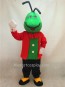 Green Christopher Cricket Mascot Costume with Red Clothes