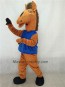 Brown Mustang Mascot Costume with Blue Vest